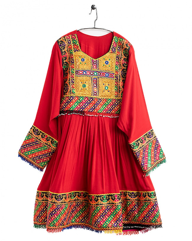 【全て1点もの】　パシュトゥーン族の伝統衣装　カミーズドレス　【赤】 15 - No.4