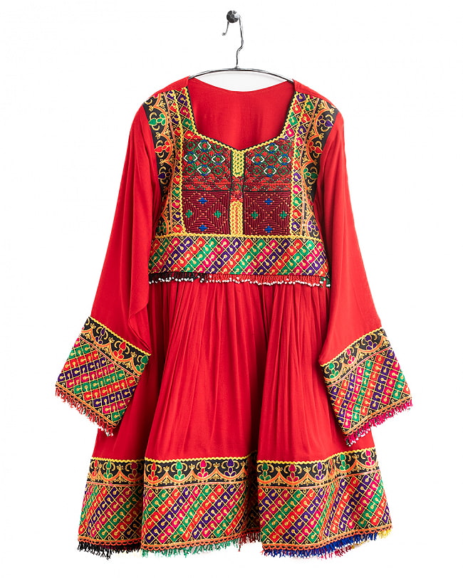 【全て1点もの】　パシュトゥーン族の伝統衣装　カミーズドレス　【赤】 17 - No.5