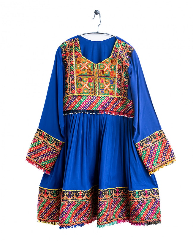 【全て1点もの】　パシュトゥーン族の伝統衣装　カミーズドレス　【青】 11 - No.2