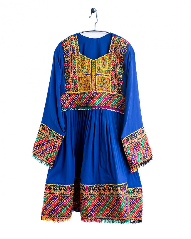 【全て1点もの】　パシュトゥーン族の伝統衣装　カミーズドレス　【青】 13 - No.3