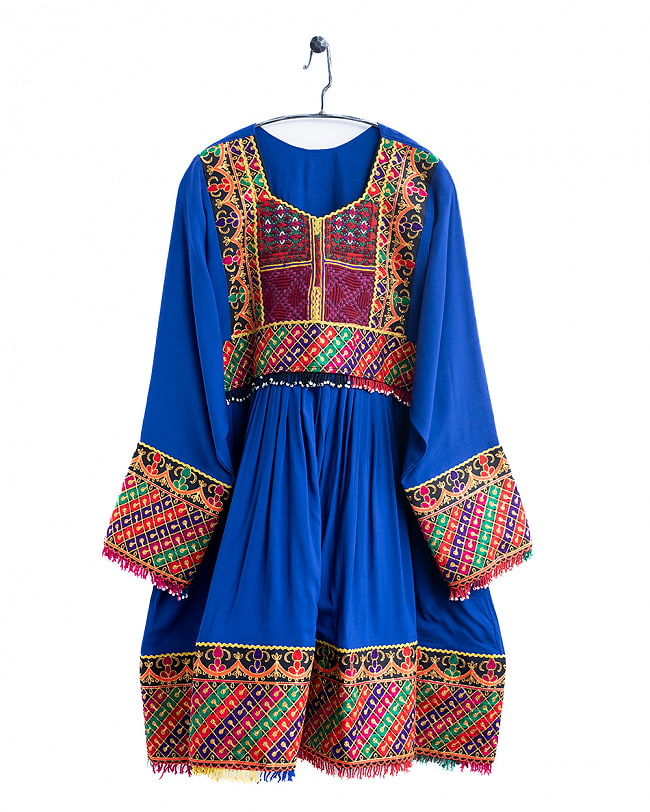 【全て1点もの】　パシュトゥーン族の伝統衣装　カミーズドレス　【青】 15 - No.4