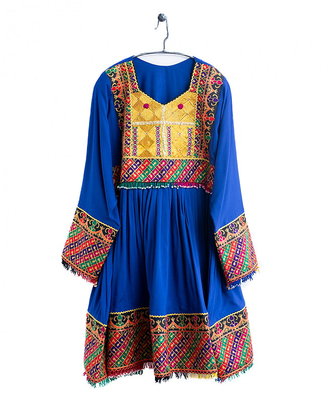 【全て1点もの】　パシュトゥーン族の伝統衣装　カミーズドレス　【青】 17 - No.5
