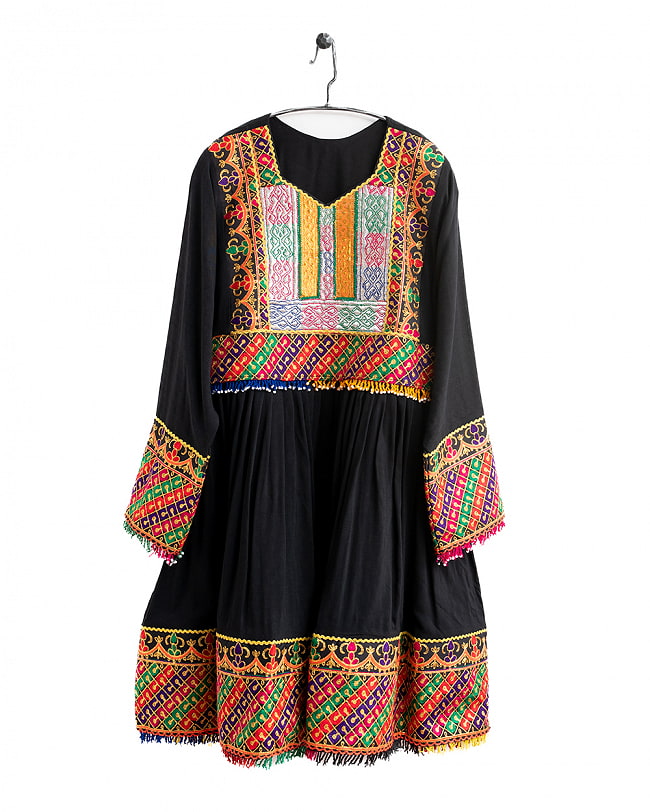 【全て1点もの】　パシュトゥーン族の伝統衣装　カミーズドレス　【黒】 11 - No.2