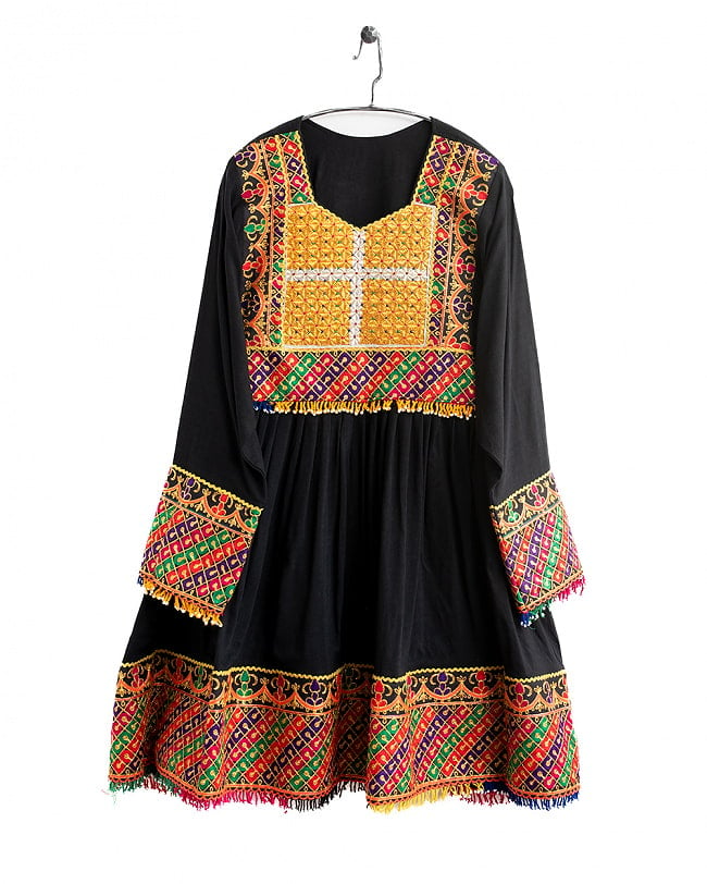 【全て1点もの】　パシュトゥーン族の伝統衣装　カミーズドレス　【黒】 13 - No.3