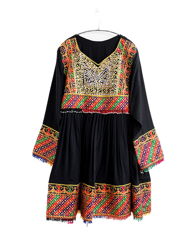 【全て1点もの】　パシュトゥーン族の伝統衣装　カミーズドレス　【黒】 15 - No.4