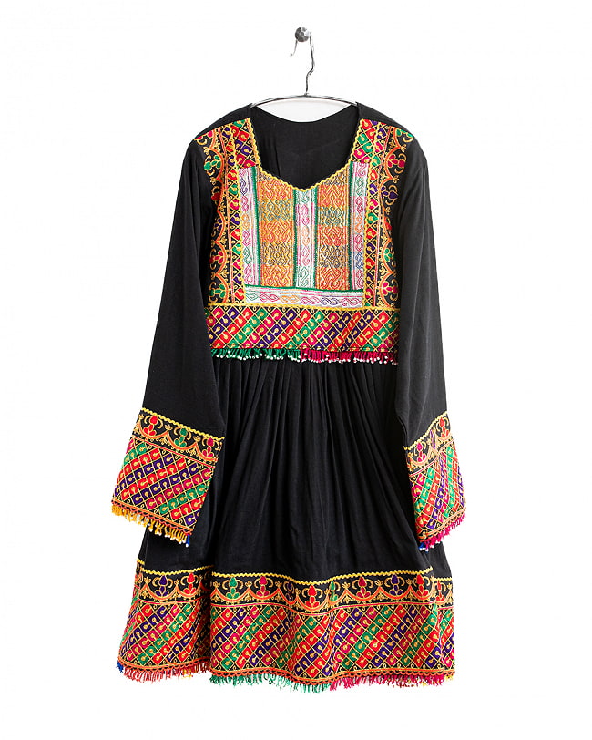 【全て1点もの】　パシュトゥーン族の伝統衣装　カミーズドレス　【黒】 17 - No.5