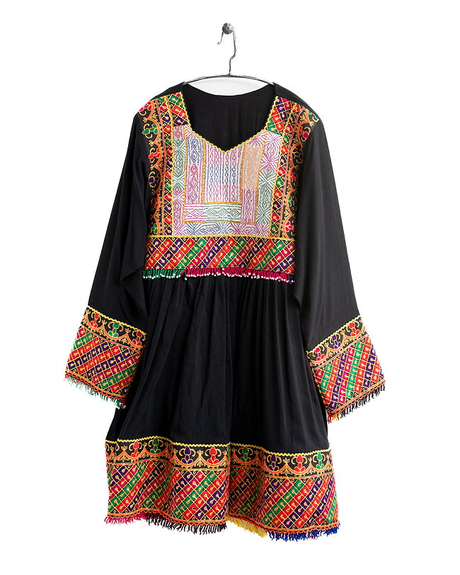 【全て1点もの】　パシュトゥーン族の伝統衣装　カミーズドレス　【黒】 9 - No.1