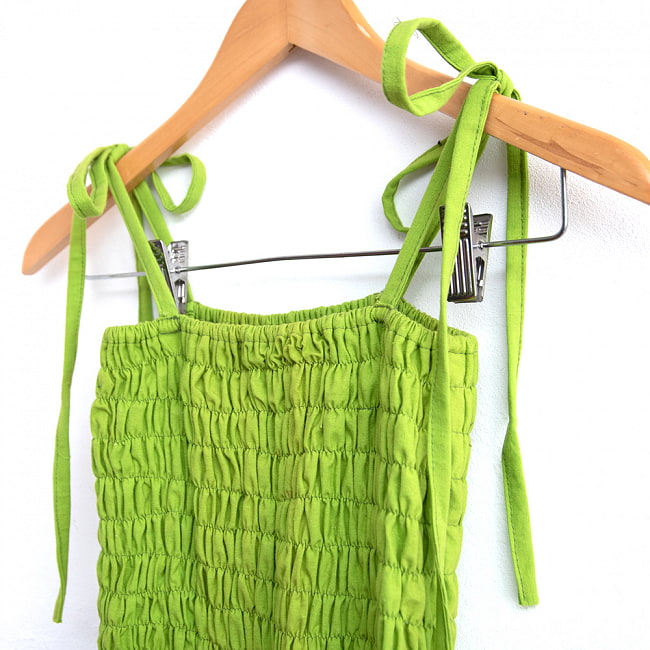 カッチ地方のトライバル刺繍 2WAYスカート レッド 7 - 肩紐がついていますので、ワンピースとして着用する場合は結んでください。結ばずベアトップとしても着用可能です。