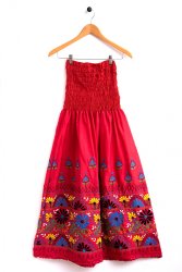 カッチ地方のトライバル刺繍 2WAYスカート レッドの商品写真