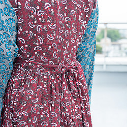 【全て1点もの】　パシュトゥーン族の伝統衣装　カミーズドレス　【えんじ】 - サブ3