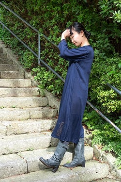 ペイズリー柄の木版染めクルティ - サブ3