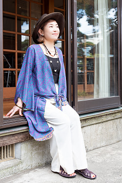 アンティークサリーのバタフライレイヤーカーディガン - サブ2