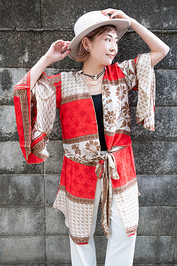 アンティークサリーのバタフライレイヤーカーディガン - サブ3