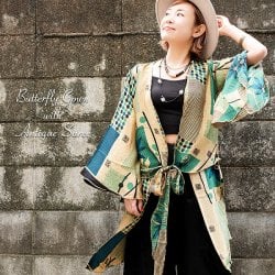 アンティークサリーのバタフライレイヤーカーディガン