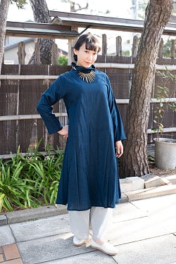 インド綿が肌に優しい タートルネックワンピース - サブ2