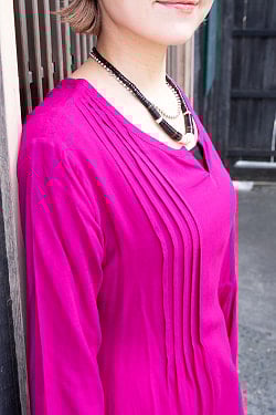 ビビッドカラーのフロントピンタッククルティ - サブ2