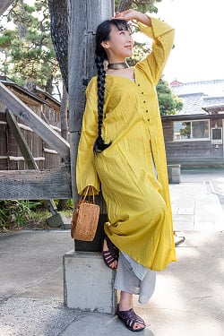 フロントボタンのシースルーコットンドレス - サブ2