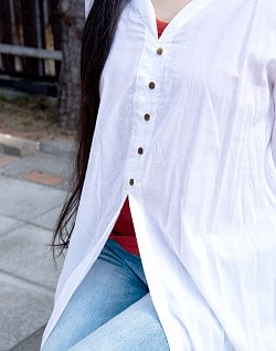 フロントボタンのシースルーコットンドレス - サブ3