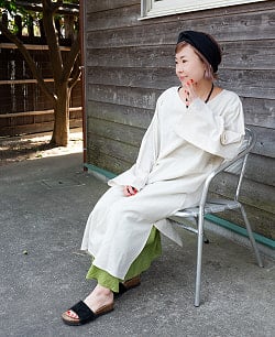 シンプルコットンのゆったりワンピース - サブ5