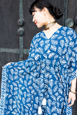 藍染コットンのカフタンドレス - サブ2