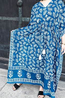 藍染コットンのカフタンドレス - サブ3