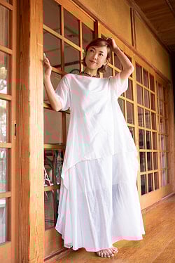 シンプルコットンのボリュームレイヤードワンピース - サブ5