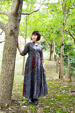 シルエットが美しい アンティークサリーのラップワンピース - サブ4