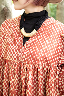 インド伝統 ウッドブロックプリントのボリュームチュニック - サブ2