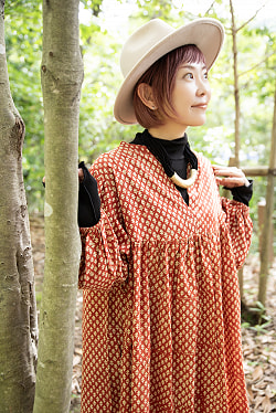 インド伝統 ウッドブロックプリントのボリュームチュニック - サブ3