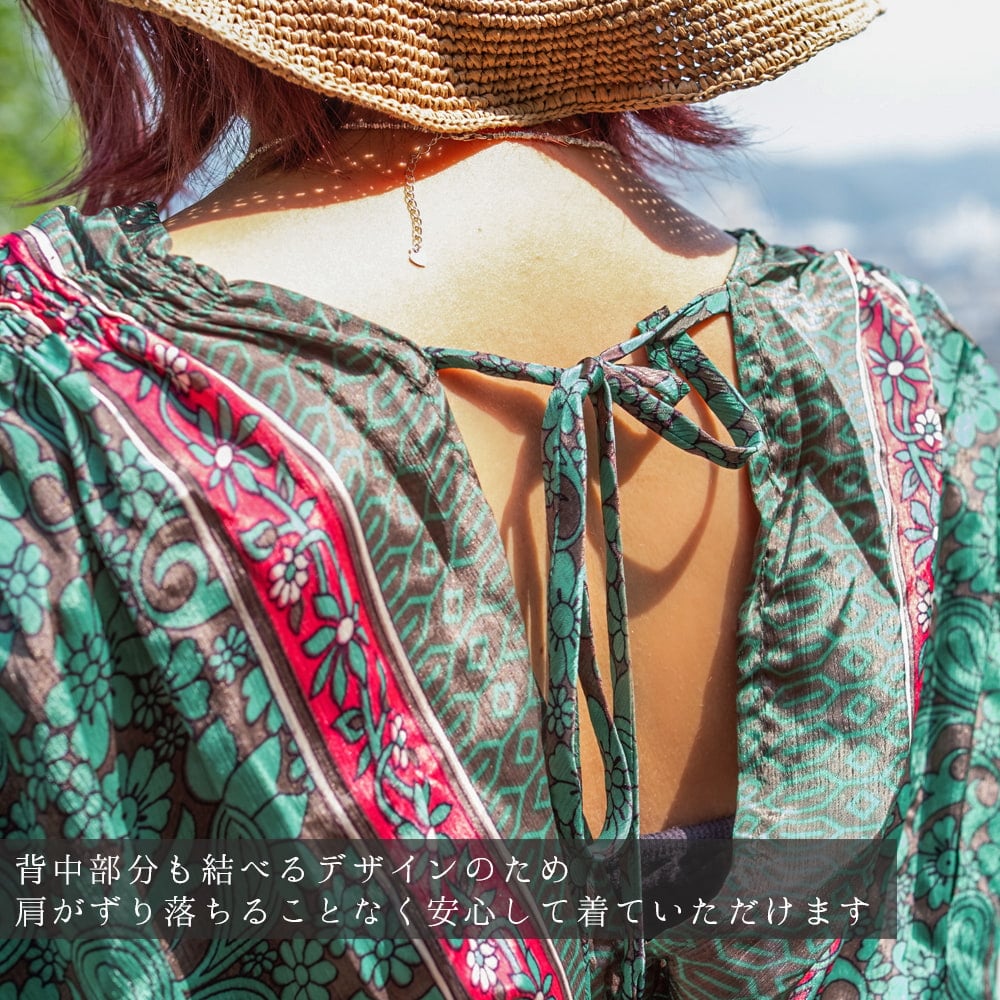 アンティークサリーのエアリーラグラン ティアードドレス4枚目の説明写真です