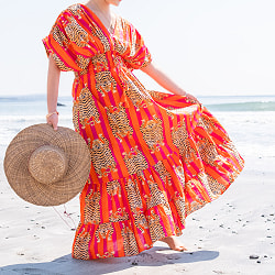 大胆なデザインが魅力的 ボヘミアンマキシドレス フレアワンピース ロング丈 - サブ3