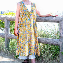 木版染が美しい ゆるりAラインワンピース - サブ4