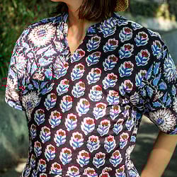 嬉しい2WAY ウッドブロックプリントのカシュクールワンピース ロング丈 - サブ5