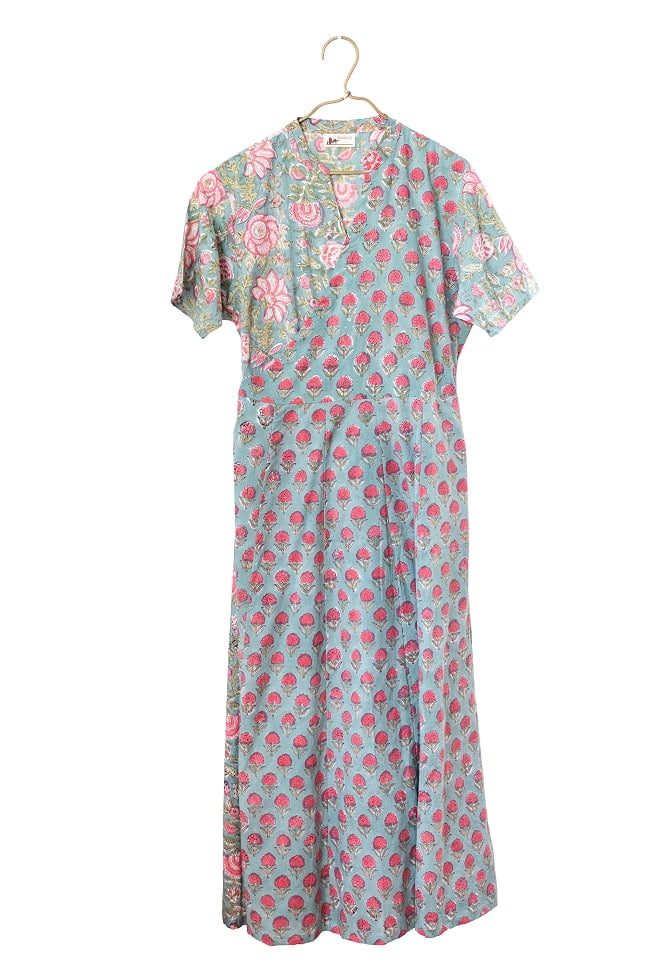 嬉しい2WAY ウッドブロックプリントのカシュクールワンピース ロング丈 9 - 2：エメラルド