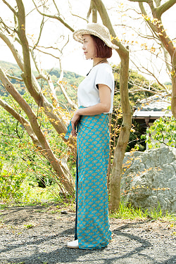 リバーシブルが嬉しい アンティークサリーのタイパンツ - サブ2