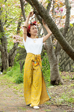 リバーシブルが嬉しい　アンティークサリーのタイパンツ - サブ5