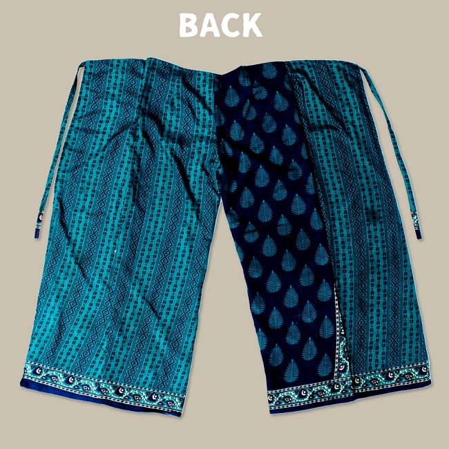 アンティークサリー生地のタイパンツ - 青・紫系 7 - 裏面はこのようになっております