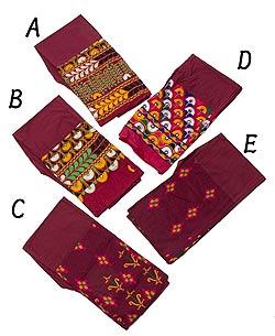 カッチ地方のトライバル刺繍パンツ -　えんじ - サブ3