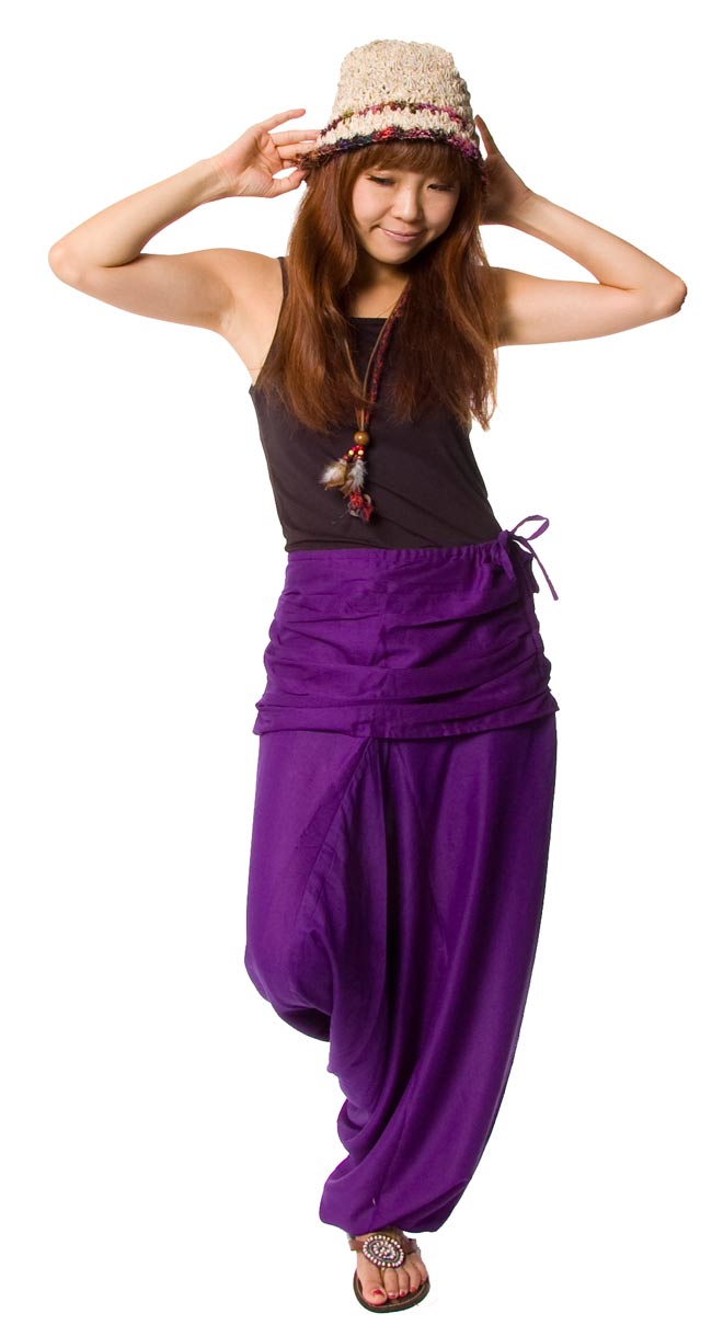 タイパンツ風レーヨンアラジンパンツ 紫 の通販 - TIRAKITA.COM