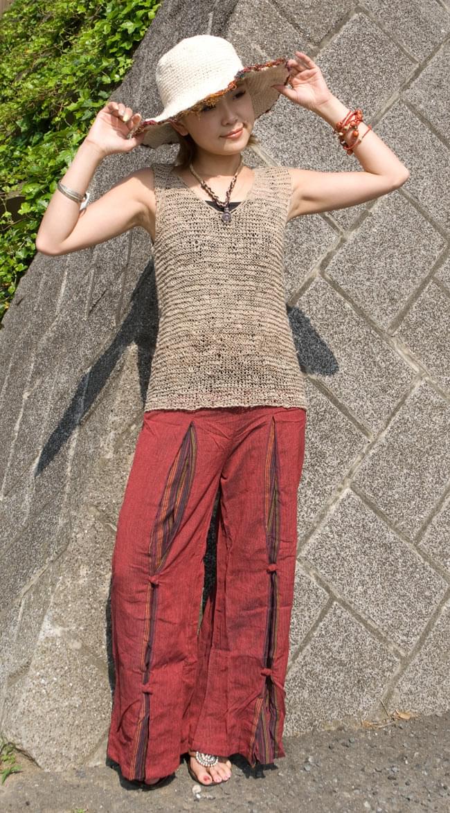 ワイドラップパンツ - えんじの写真