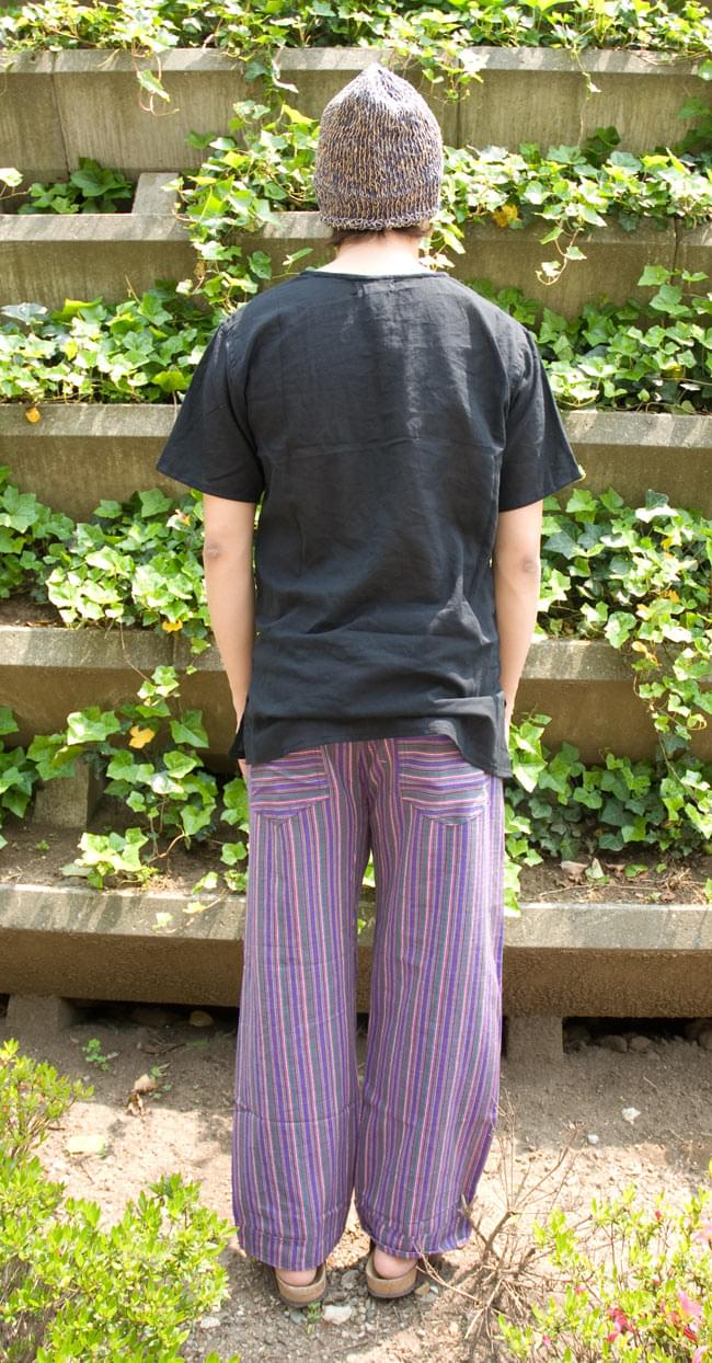 コットンストライプパンツ 【紫系】 3 - 後ろ姿はこんな感じです。