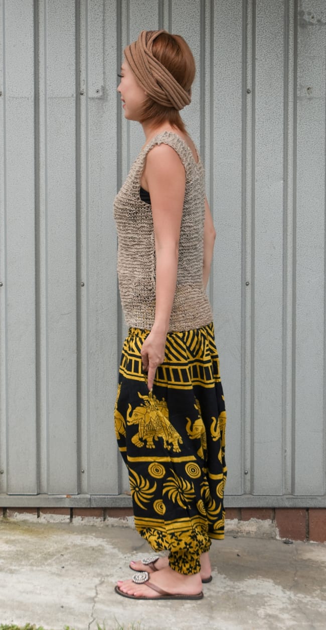 ぞうさんとお花の2WAYモモンガパンツ 【黒×黄】 2 - 横から見るとこんな感じです。