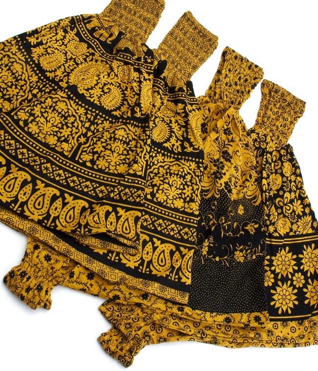 ぞうさんとお花の2WAYモモンガパンツ 【黒×黄】 9 - デザインはひとつひとつ異なります。アソートでのお届けになりますのでご了承ください。