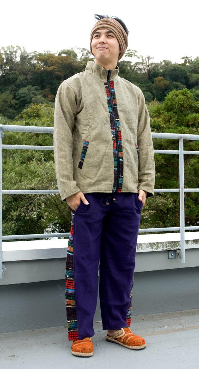 ネパールのフリースロングパンツ 【濃紫】の写真