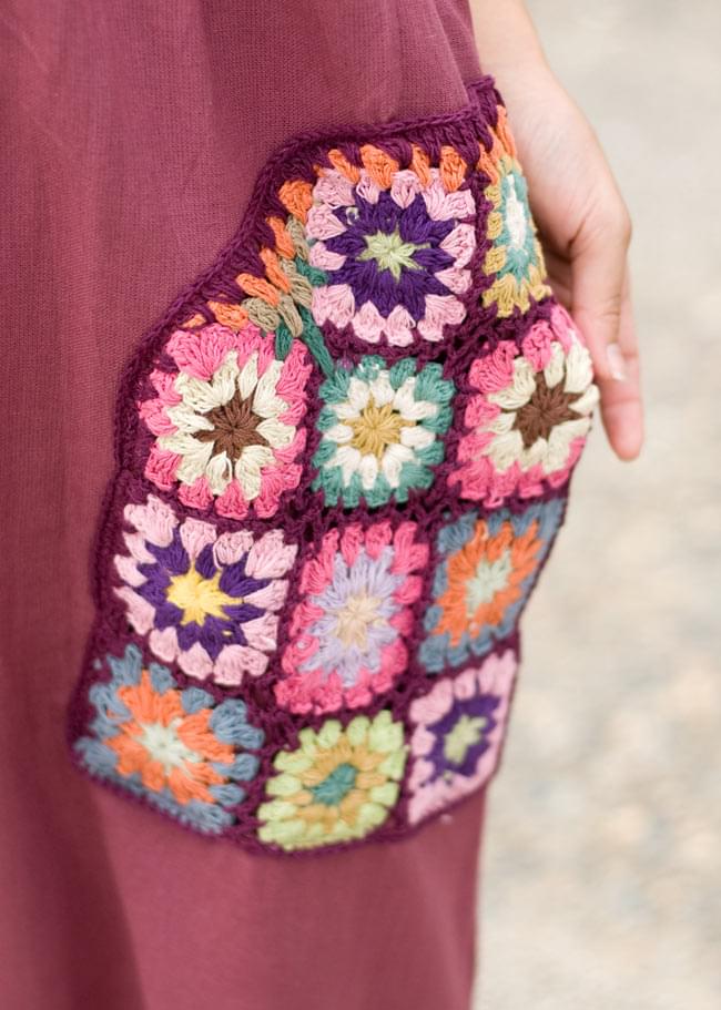 フラワー刺繍のゆったりサロペット 【ボルドー】 の通販 - TIRAKITA.COM