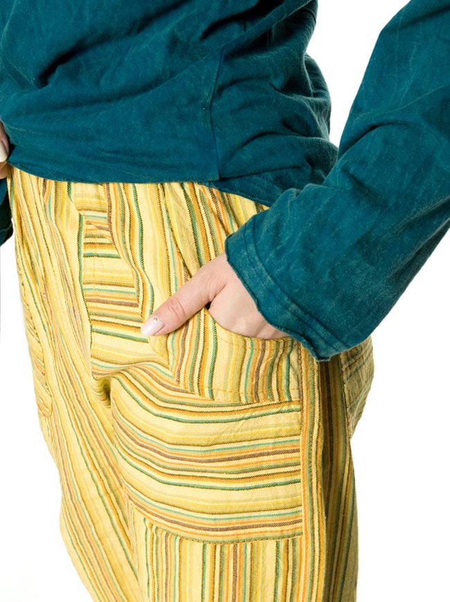 コットンストライプパンツ 【赤紫系】の商品写真 8枚目 大きめのポケットが可愛いです。