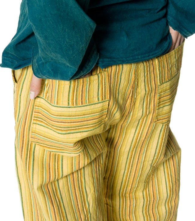 コットンストライプパンツ 【赤紫系】の商品写真 9枚目 後ろにもポケットがしっかりあります。