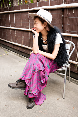  アンティークサリーのスリットワイドパンツ - サブ4