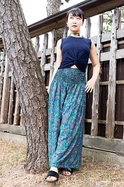 アンティークサリーのリバーシブル2WAYワイドパンツ - サブ4