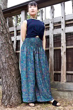 アンティークサリーのリバーシブル2WAYワイドパンツ - サブ5